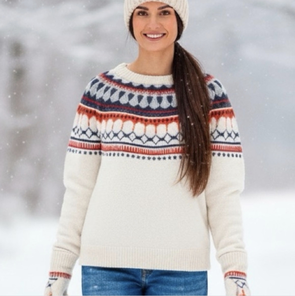 Gap Fair Isle Womens Medium Multicolor Fair Isle Mohair Wool Blend Soft Sweater